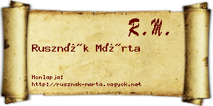 Rusznák Márta névjegykártya