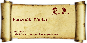 Rusznák Márta névjegykártya